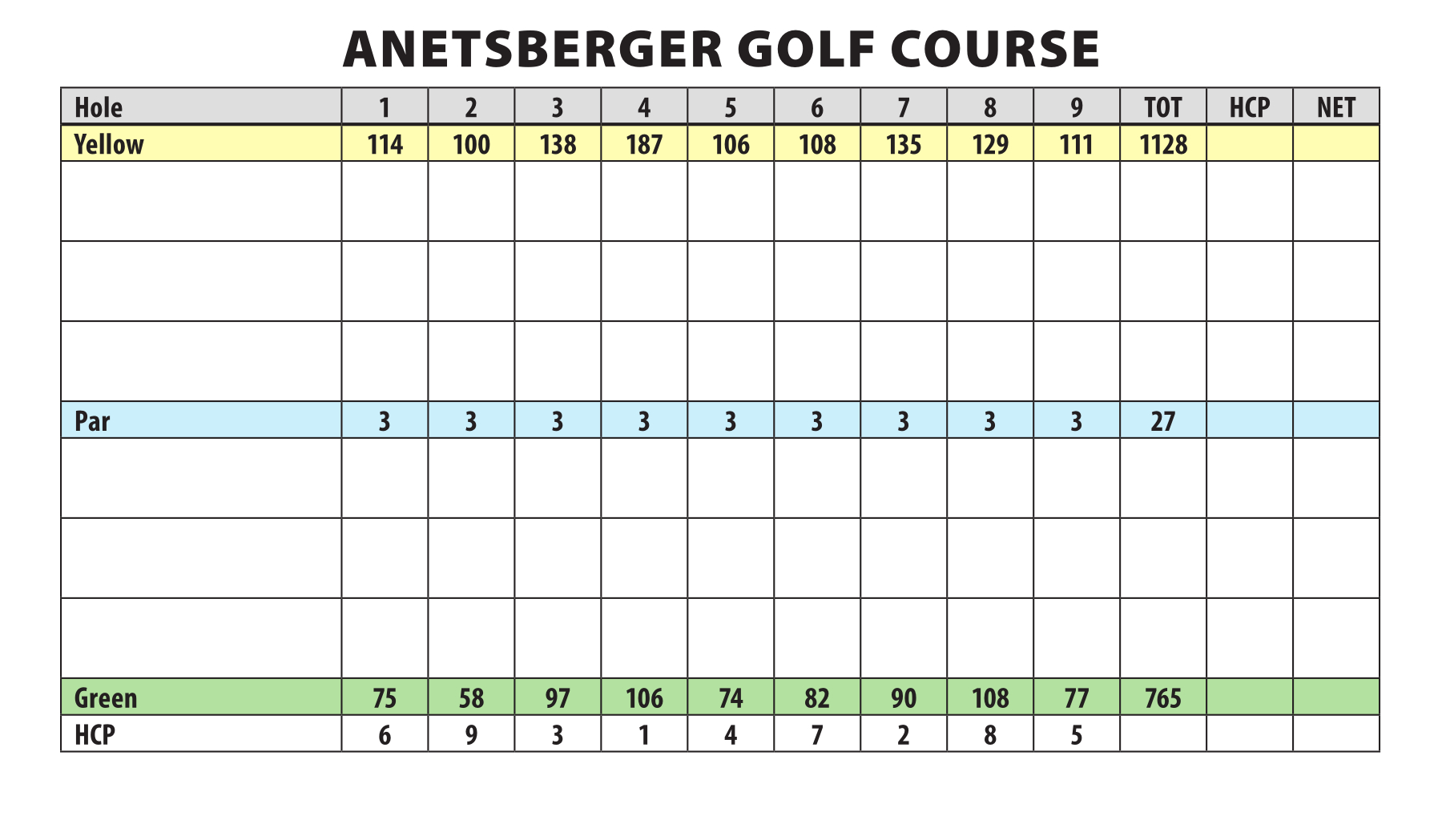 Scorecards Heritage Oaks Golf Club